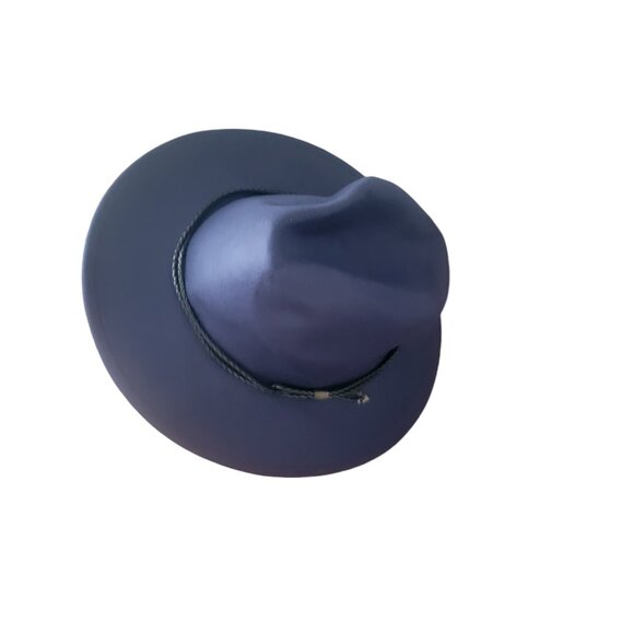 Dark Blue  Wide Brim Fedora w Twisted Narrow Hatband Hat - Picture 1 of 8